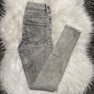 Express Gray Acid Wash Skinny Jeans